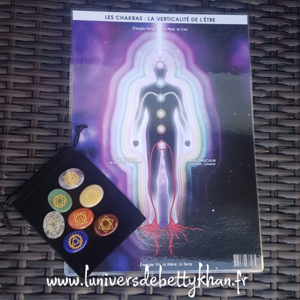 Coffret 7 Pierres Chakras avec symboles gravés