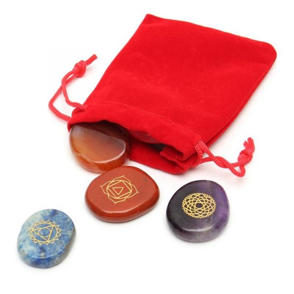 Kit 7 Pierres Chakras avec symboles gravés – Image 3